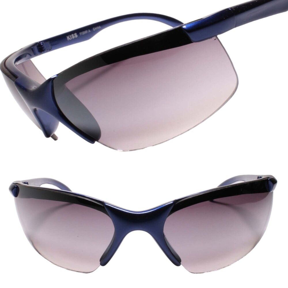 Athletic Baseball Sports Eyewear Lightweight Wrap Around Blue Sunglasses